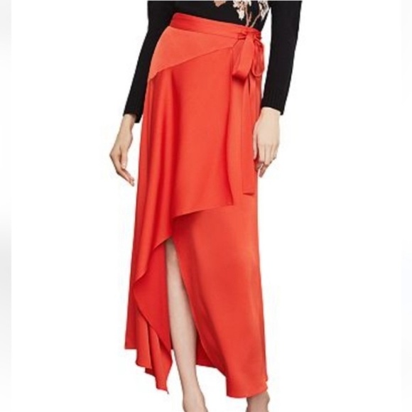 BCBG max Azria poppy, red maxi wrap satin skirt - Picture 1 of 10